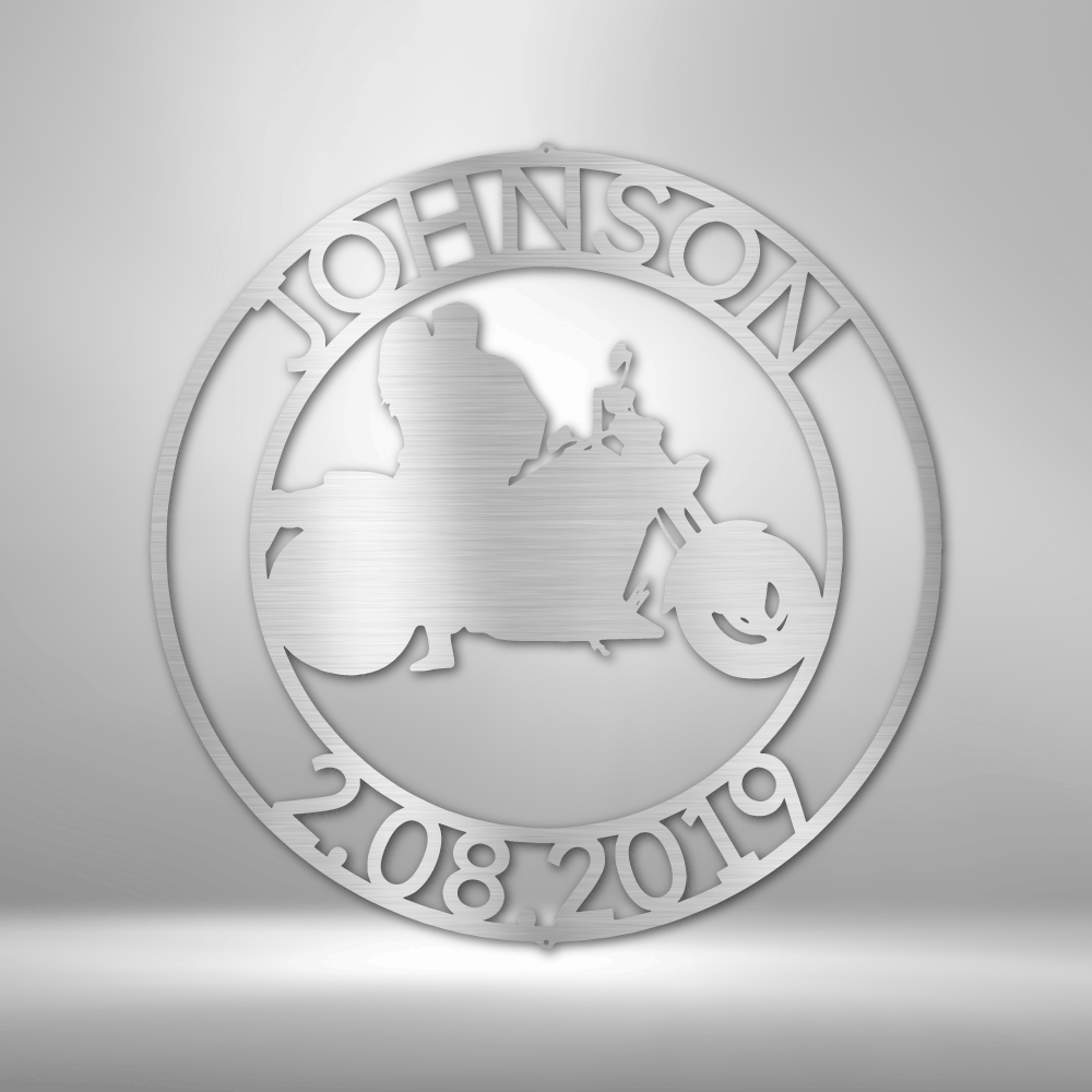 Motorcycle Couple - Personalized Steel Sign - Throttle Society